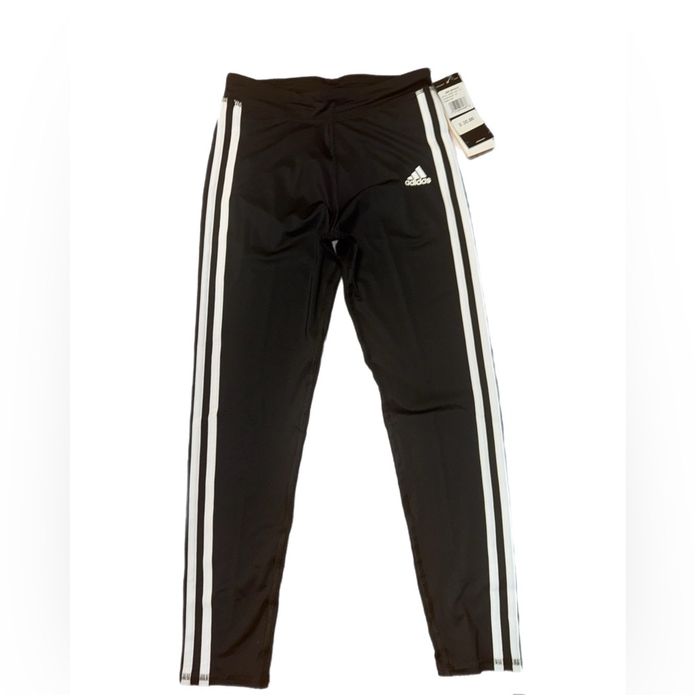 Adidas 10/12  Kids Black Spandex with White Stripes